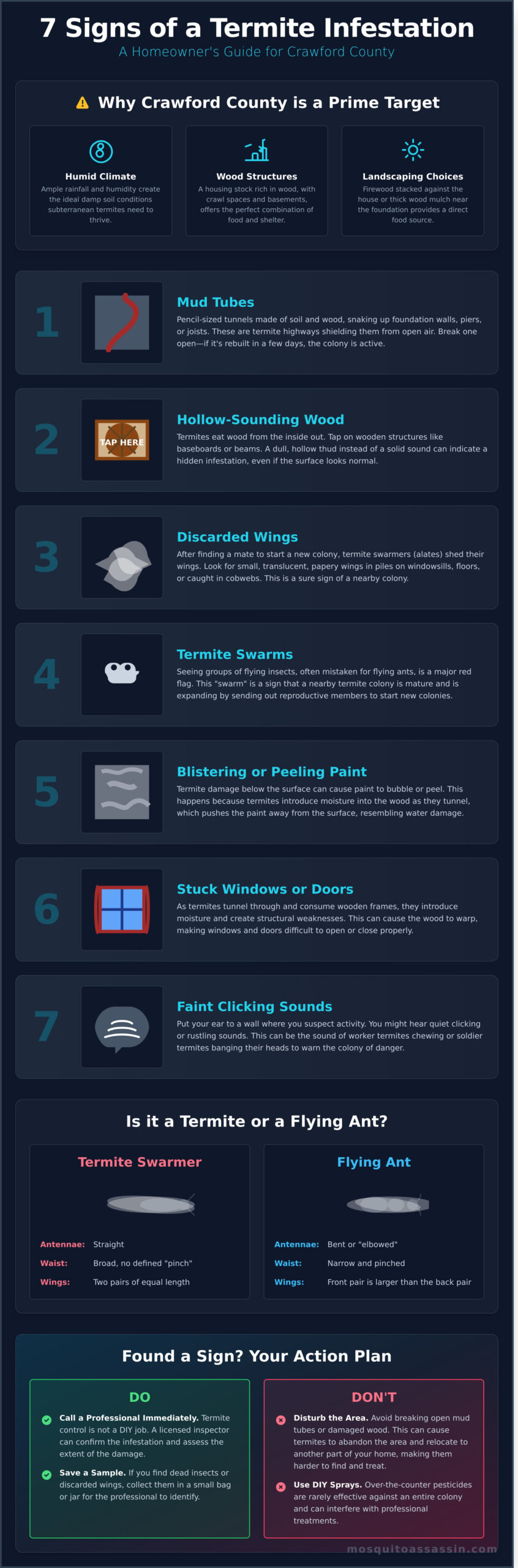 7 Key Signs of Termite Infestation in Crawford County: A Homeowner’s Guide