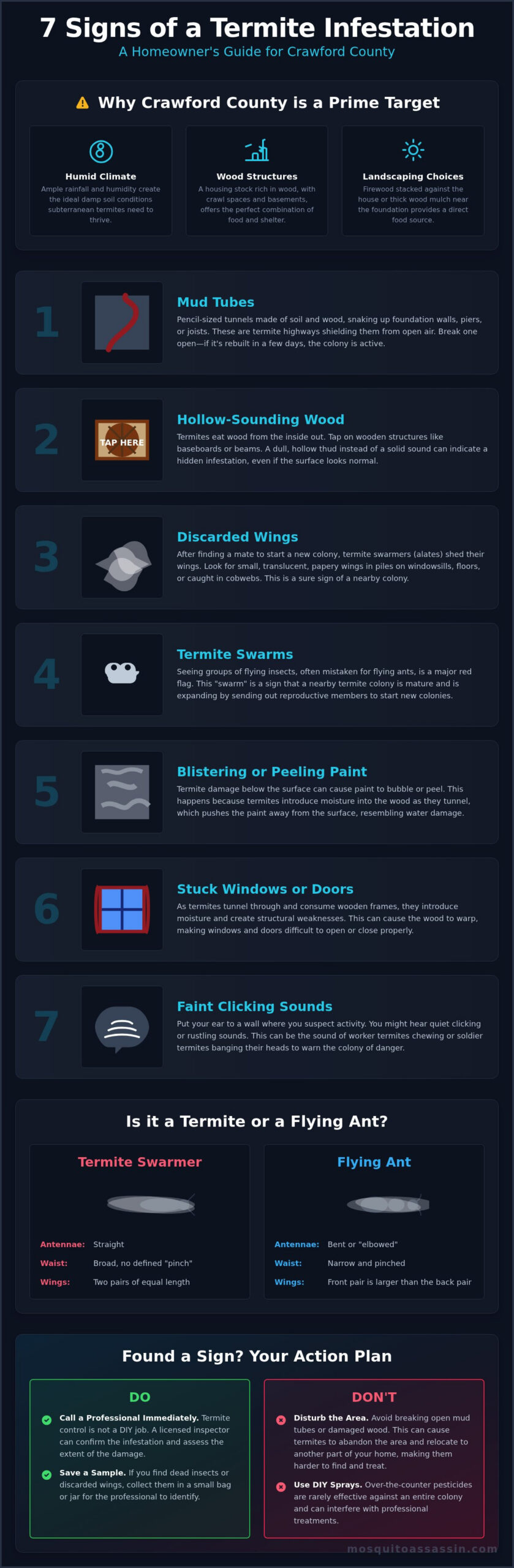 7 Key Signs of Termite Infestation in Crawford County: A Homeowner's Guide